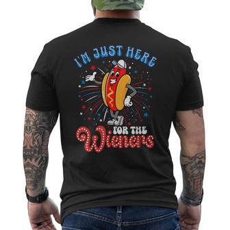 I'm Just Here For The Wieners Firework Hot Dog 4Th Of July Men's T-shirt Back Print - Monsterry