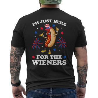 I'm Just Here For The Wieners Hot Dog 4Th Of July Men's T-shirt Back Print - Monsterry UK