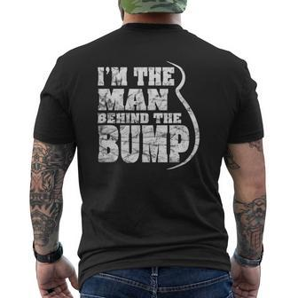 I'm The Man Behind The Bump Soon A Dad Baby Belly Distressed Mens Back Print T-shirt | Mazezy