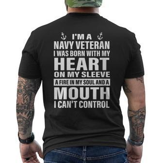 I'm A Navy Veteran I Was Born With My Heart On My Sleeve Men's T-shirt Back Print - Monsterry