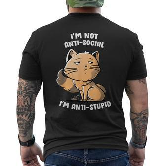 I'm Not Anti Social I'm Anti Stupid Cute Snob Cat Men's T-shirt Back Print - Monsterry DE