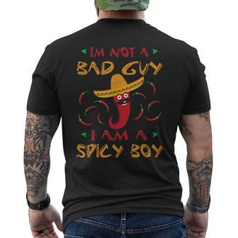 I'm Not A Bad Guy I Am A Spicy Boy Chili Pepper Sombrero Men's T-shirt Back Print - Monsterry