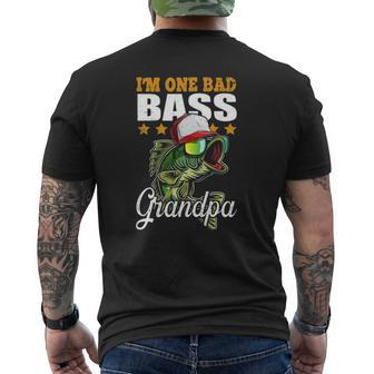 I'm One Bad Bass Grandpa Bass Fishing Father's Day Mens Back Print T-shirt | Mazezy