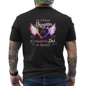 I'm A Proud Daughter Of A Wonderful Dad In Heaven David 1986 2021 Angel Wings Heart Mens Back Print T-shirt | Mazezy
