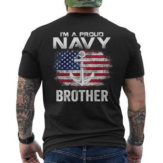 I'm A Proud Navy Brother With American Flag Veteran Men's T-shirt Back Print - Monsterry CA