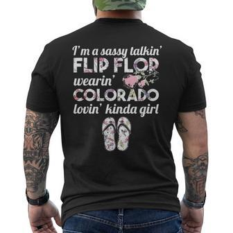 I'm A Sassy Talkin' Flip Flop Wearin' Colorado Lovin' Kinda Girl Men's T-shirt Back Print | Mazezy
