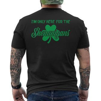 I'm Only Here For The Shenanigans Retro St Patrick's Day Men's T-shirt Back Print - Seseable