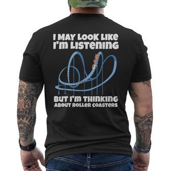 I'm Thinking About Roller Coasters Men's T-shirt Back Print - Thegiftio UK