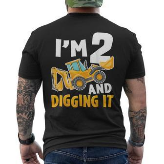 I'm Two 2 Year Old 2Nd Birthday Boy Construction Excavator Men's T-shirt Back Print - Seseable