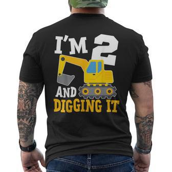 I'm Two 2Nd Years Old Birthday Boy Excavator Construction Men's T-shirt Back Print - Monsterry AU