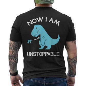 Now I'm Unstoppable T-Rex Dinosaur Men's T-shirt Back Print - Seseable