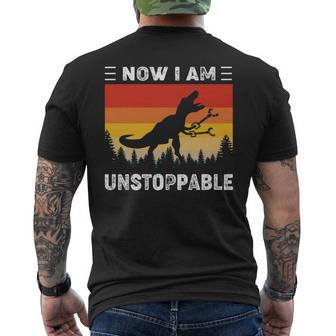 Now I'm Unstoppable Vintage T-Rex Dinosaur Men's T-shirt Back Print - Monsterry