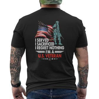 I'm A Us Veteran I Served I Sacrificed I Regret Nothing Mens Back Print T-shirt | Mazezy