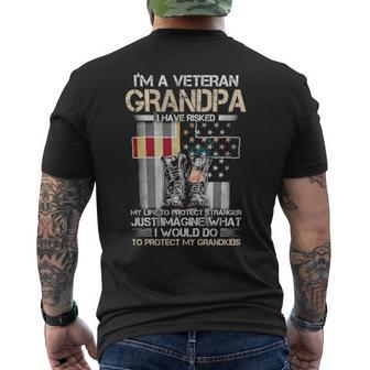 I'm A Veteran Grandpa I Have Risked My Life To Protect Stranger Just Imagine Mens Back Print T-shirt | Mazezy