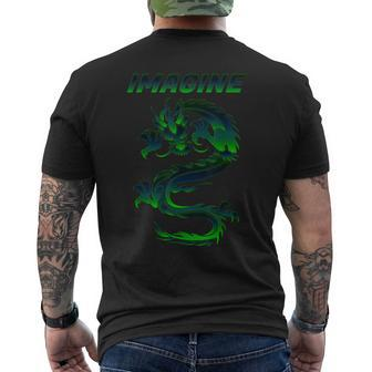 Imagine Fantasy Dragon Tattoo Style Men's T-shirt Back Print - Monsterry CA