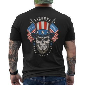 Independence Day 4Th July Usa Flag America Liberty Skull Men's T-shirt Back Print - Monsterry UK