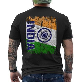 India Flag Vintage Distressed Indian Flag India Men's T-shirt Back Print - Monsterry CA