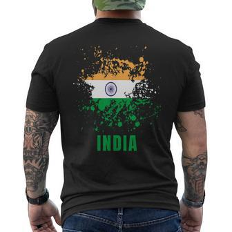 India Retro Vintage Watercolors Sport Indian Flag Souvenir Men's T-shirt Back Print - Monsterry AU