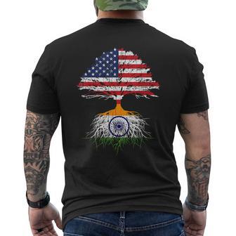 India Roots Flag Naturalization Person From India Men's T-shirt Back Print - Monsterry