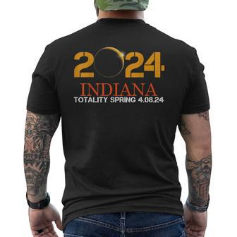 Indiana Solar Eclipse 2024 Party Total Usa Map Totality Men's T-shirt Back Print - Thegiftio