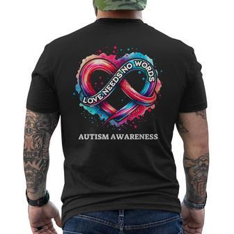 Infinity Heart Love Needs No Words Autism Awareness Tie Dye Men's T-shirt Back Print | Mazezy CA