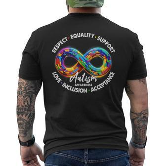Infinity Symbol Autism Awareness Respect Equality Support Men's T-shirt Back Print - Monsterry CA