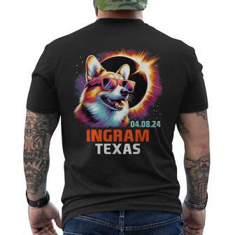 Ingram Texas Total Solar Eclipse 2024 Corgi Dog Men's T-shirt Back Print | Mazezy