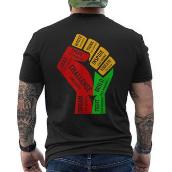 Inspiring Black Leaders Power Fist Hand Black History Month V3 Mens Back Print T-shirt - Seseable