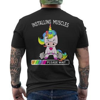 Installing Muscles Unicorn Unicorn Workout Gym Fitness Men's T-shirt Back Print - Monsterry UK