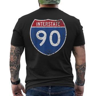 Interstate 90 Distressed Grunge Vintage Look Men's T-shirt Back Print - Monsterry CA