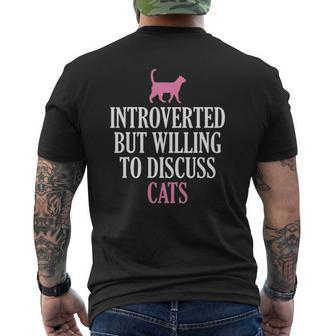 Introverted But Willing To Discuss Cats Mens Back Print T-shirt | Mazezy
