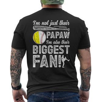 Their Biggest Fan Softball Baseball Papaw Grandpa Men's T-shirt Back Print - Monsterry UK