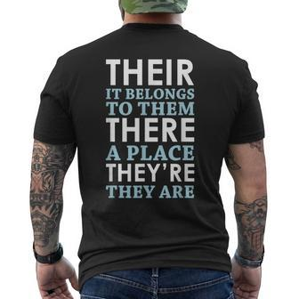 Their There They're English Grammar Men's T-shirt Back Print - Monsterry