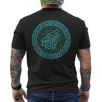 Ireland Celtic Knotwork Ornament Wolf Original Celtic Men's T-shirt Back Print - Monsterry