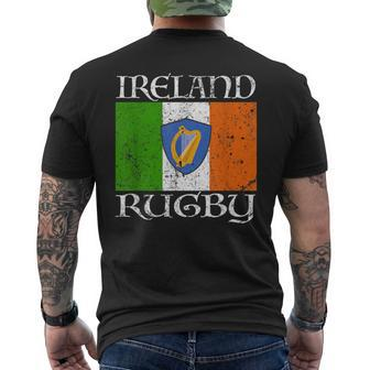 Ireland Rugby Vintage Irish Flag Rugby Fan Men's T-shirt Back Print - Monsterry