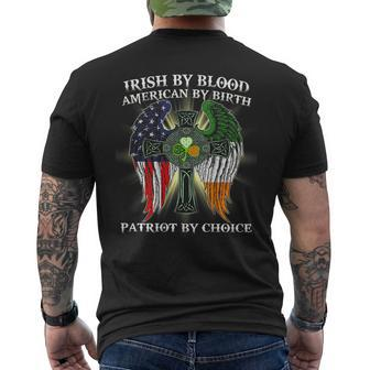 Irish By Blood American By Birth Patriot By Choice On Back Men's T-shirt Back Print - Monsterry