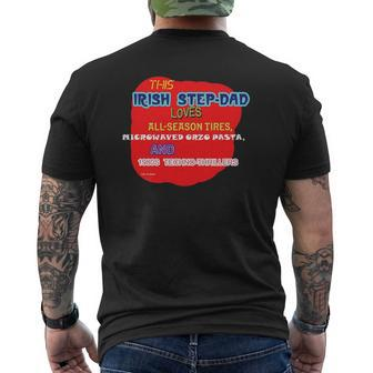 This Irish Dad Loves Microwaved Pasta Tires Techno Thrillers Mens Back Print T-shirt | Mazezy UK