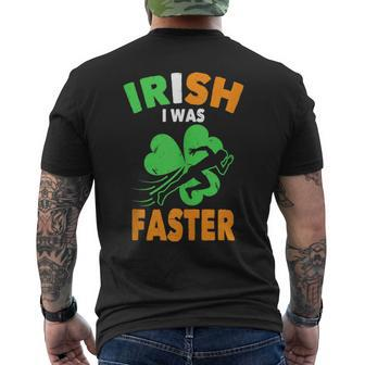 Irish I Was Faster St Patrick's Day Running Quote Men's T-shirt Back Print - Monsterry DE