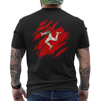 Isle Of Man Flag Island Manx Flag Scratcher Isle Of Man T-Shirt mit Rückendruck - Geschenkecke