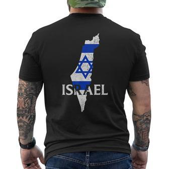 Israel Country Map Flag Proud Israeli Patriotic Men's T-shirt Back Print - Seseable