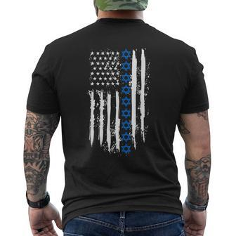 Israel Independence Star Of David Us American Flag Patriotic Men's T-shirt Back Print - Monsterry