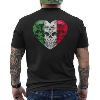 Italia Heart Fan Jersey Italy Flag With Skulls Mens Back Print T-shirt | Mazezy