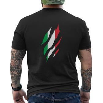 Italy Italian Flag Claw Marks Italian Roots & Heritage Mens Back Print T-shirt - Seseable
