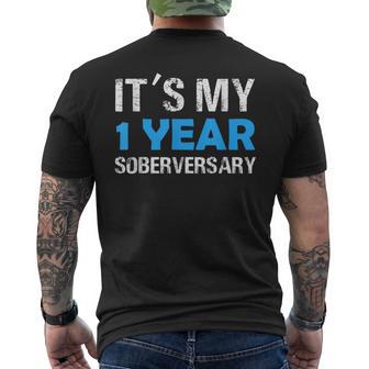 It's My 1 Year Soberversary Sober Men's T-shirt Back Print - Monsterry