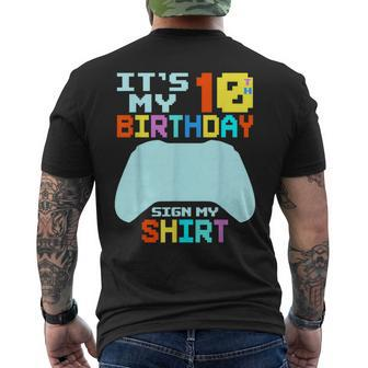 It's My 10Th Birthday Sign My 10 Years Old Boy Gamer Men's T-shirt Back Print - Seseable