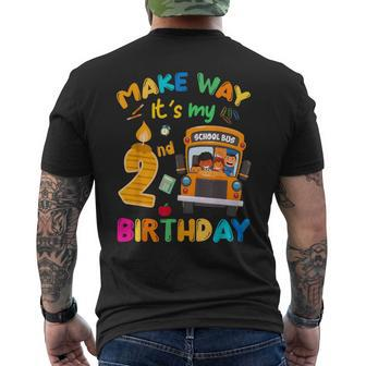 Make Way Its My 2Nd Birthday School Bus Theme Birthday Party Men's T-shirt Back Print - Seseable