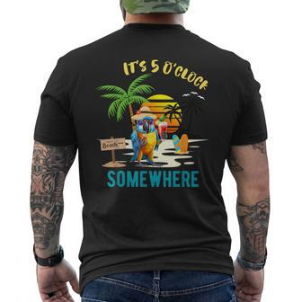 It's 5 O’Clock Somewhere Parrot Sunset Drinking Men's T-shirt Back Print - Seseable