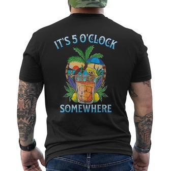 It's 5 O’Clock Somewhere Summer Retro Sunset Drinking Men's T-shirt Back Print - Seseable
