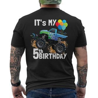 It's My 5Th Birthday Monster Truck 5Th Birthday Boy Men's T-shirt Back Print - Monsterry