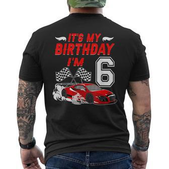 It's My 6Th Birthday Boy Race Car Racing 6 Years Old Men's T-shirt Back Print - Monsterry